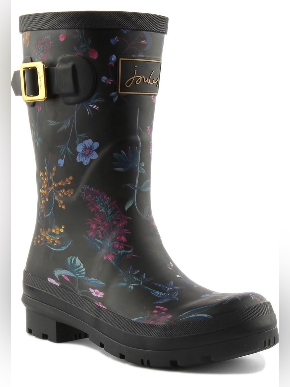 Joules Women's Wellington Boots Rain- Black Botanical- 10 NWOT